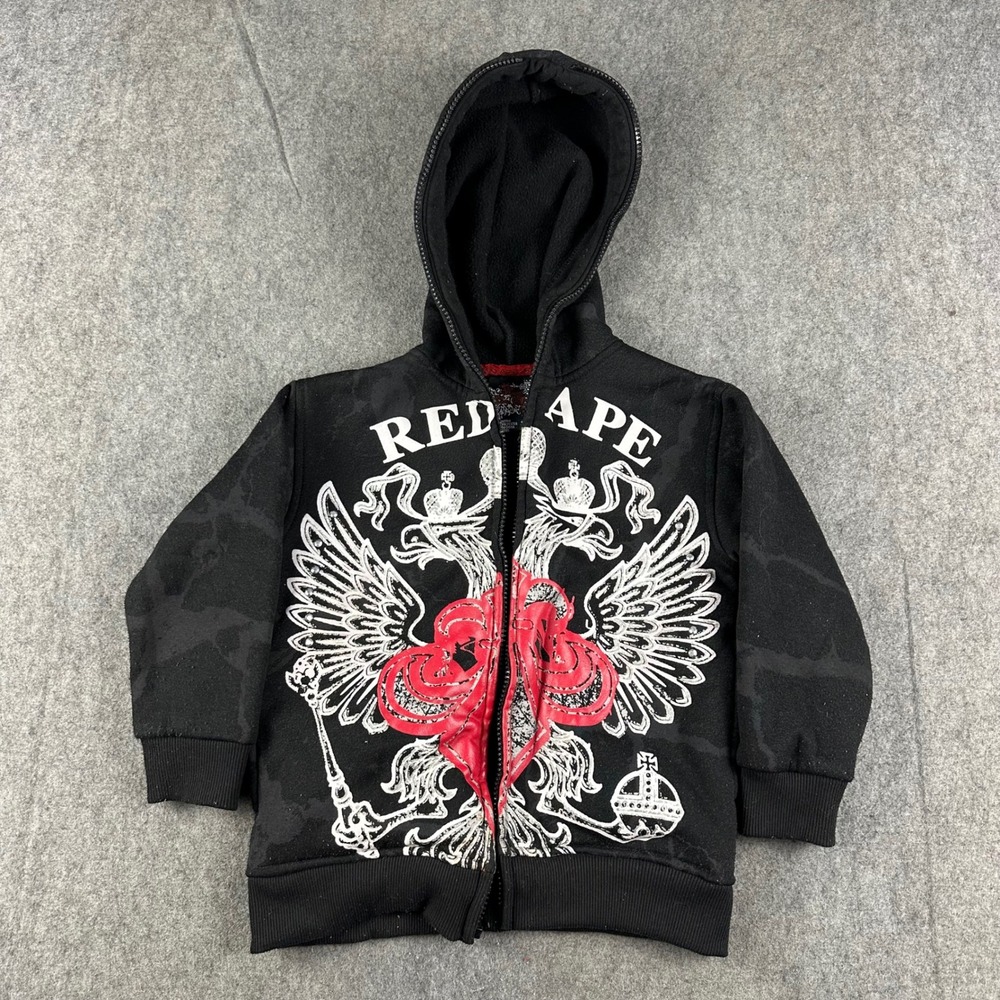 Skater Grunge Kid Zip Hoodie Jacket Small Black Y2K Jesse Pinkman Red Ape NO ZIP